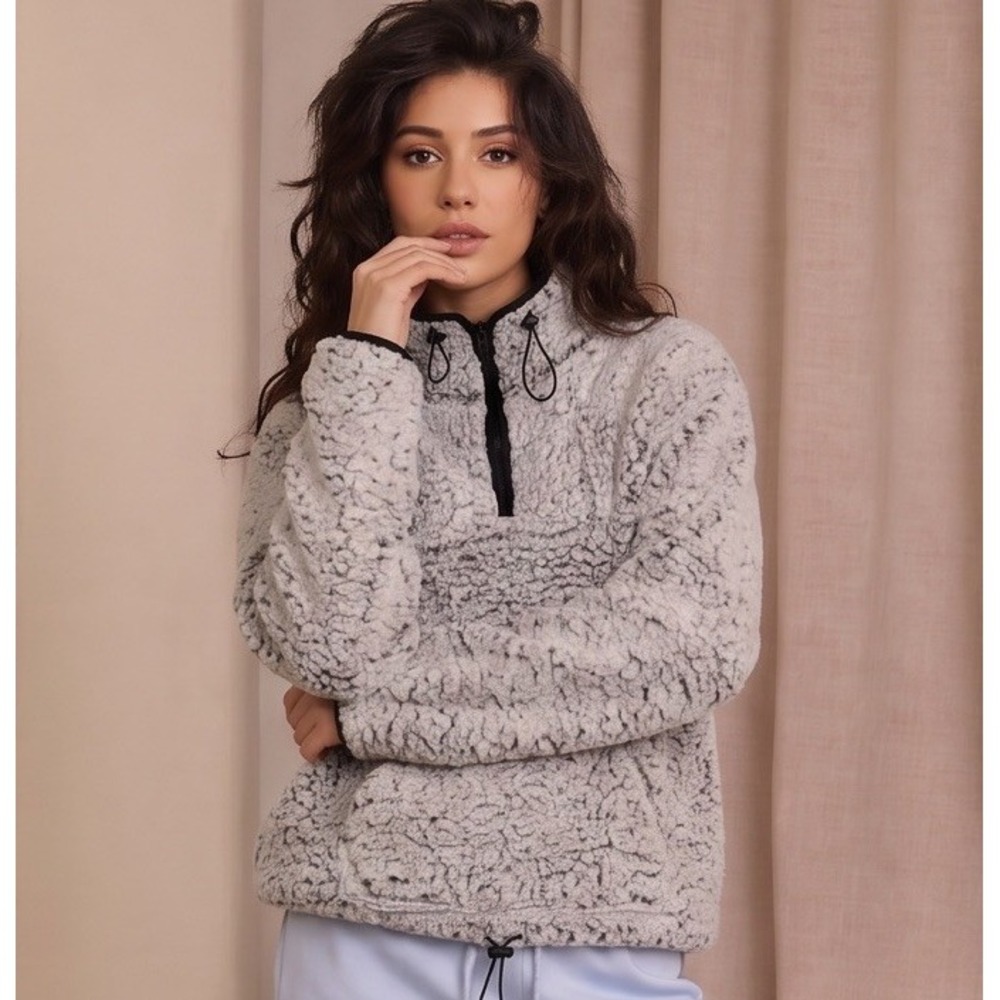 PINK Victoria's Secret Women's Medium 1/4 Zip Sherpa Fleece Pullover Jacket